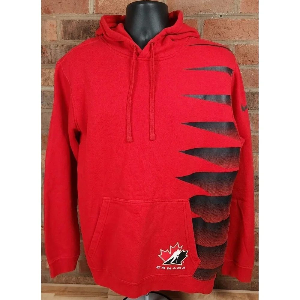 Team Canada Hockey Nike Sweatshirt Hoodie Mens Size Large Red 90s Vintage